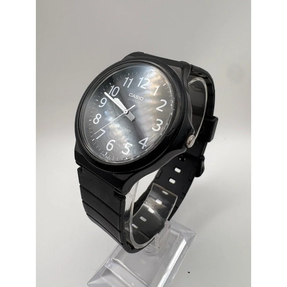 Casio MW-240 Men's Quartz Watch Black Dial White Arabic Numerals 50M Resin Strap